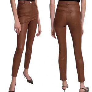 Theory Bristol 100% Lamb Leather Skinny 5-Pocket Tan Pants Size 2